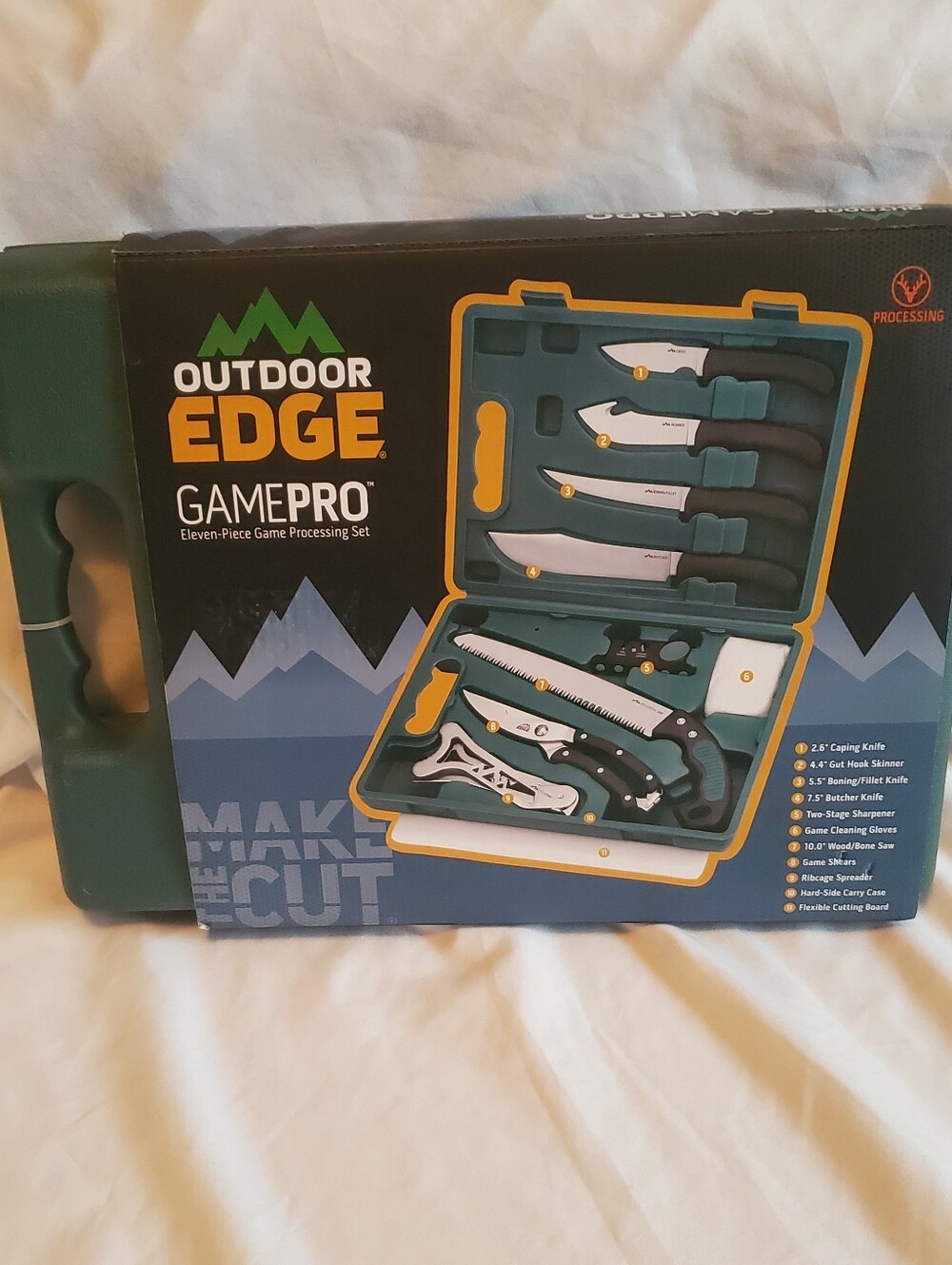 Outdoor Edge GamePro 11-Piece Game Processing Knife Set Hard Plastic Case, New